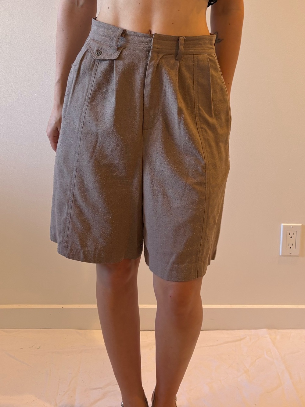 Silk tan paper bag high waisted Rachel comey shorts